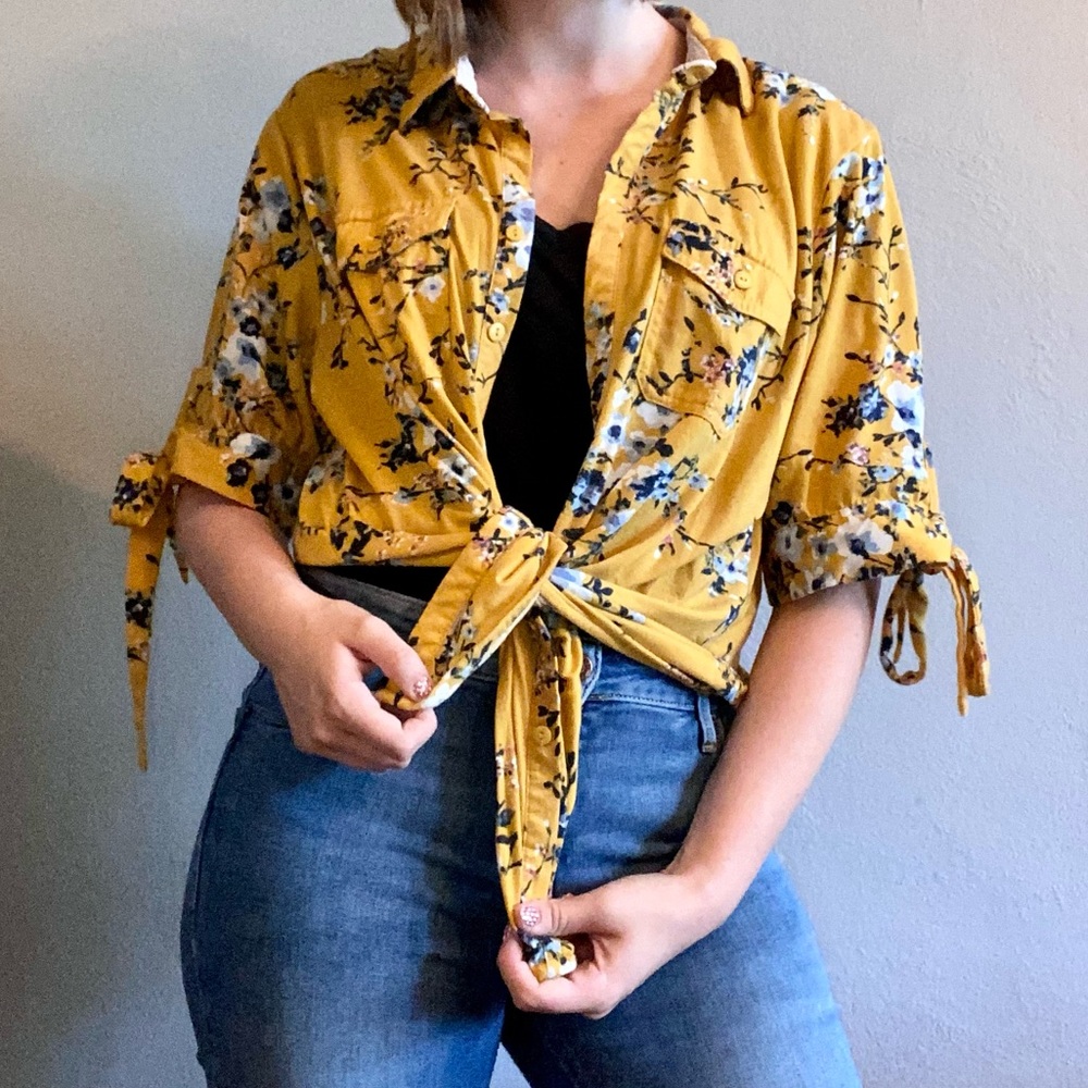 Floral Summer Oversized Button Up Shirt